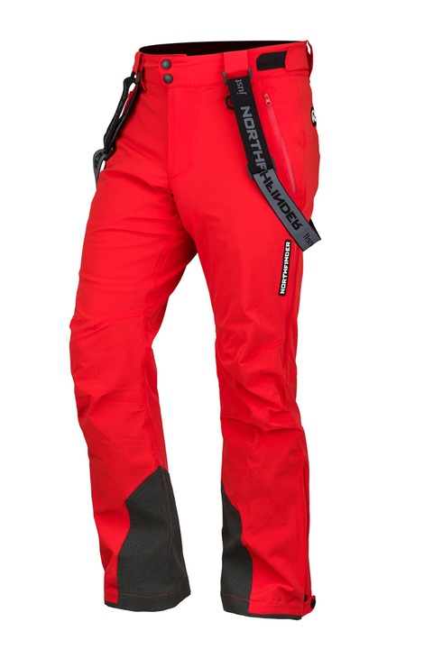 NORTHFINDER, Pantaloni impermeabili si rezistenti la vant, pentru schi Howard, Negru/Rosu vermillion