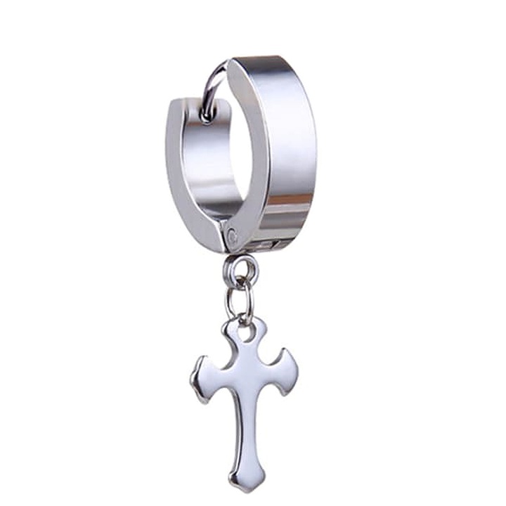 Cercel cruce gotica 4204A din otel inoxidabil, Sic Moda, Argintiu