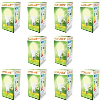Set 10 buc - Bec LED Ecoplanet, E27, 7W (60W), 630 LM, F, lumina calda 3000K, Mat Set 10 buc - Bec LED Ecoplanet, E27, 7W (60W), 630 LM, F, lumina calda 3000K, Mat