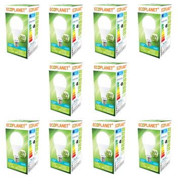 Set 10 buc - Bec LED Ecoplanet, E27, 9W (75W), 855 LM, F, lumina rece 6500K, Mat Set 10 buc - Bec LED Ecoplanet, E27, 9W (75W), 855 LM, F, lumina rece 6500K, Mat