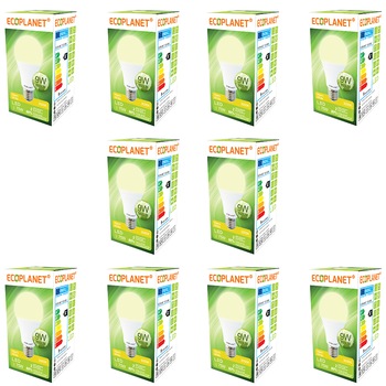 Set 10 buc - Bec LED Ecoplanet, E27, 9W (75W), 855 LM, F, lumina calda 3000K, Mat Set 10 buc - Bec LED Ecoplanet, E27, 9W (75W), 855 LM, F, lumina calda 3000K, Mat