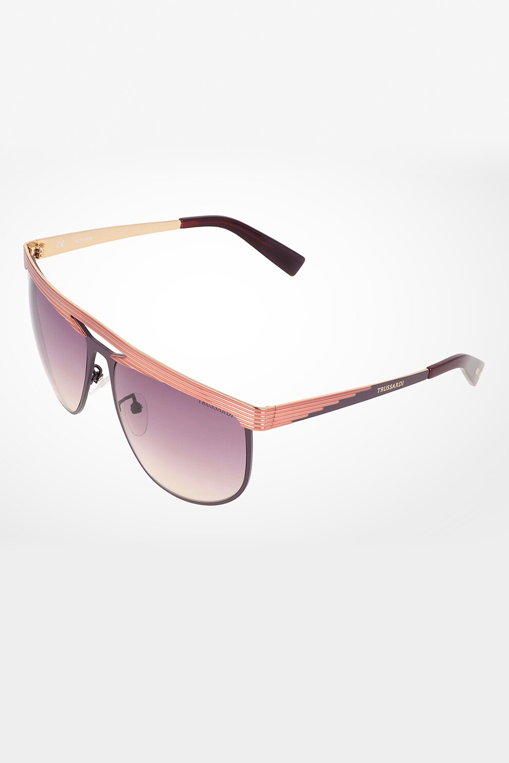 Trussardi, Ochelari de soare aviator cu lentile in degrade, auriu rose, 59-15-135 Standard