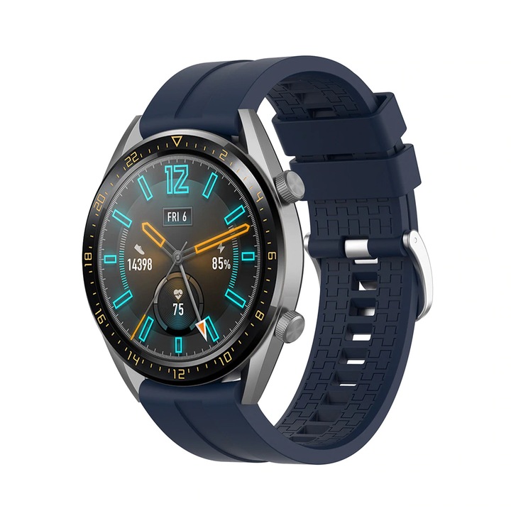 Curea Silicon MTP Compatibila Huawei Watch GT/GT2 46mm, telescoape Quick Release, Midnight Blue