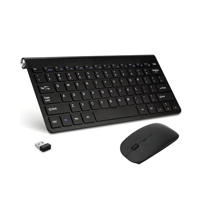 Комплект Безжична Мини Клавиатура и Безшумна Мишка SGI 2.4Ghz Ултра Тънка, Wireless, USB Reciever, Черен