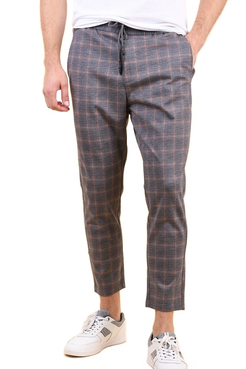 Pantaloni barbati in carouri, Gri, L