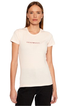 Tricou dama underwear cu aplicatie logo, Emporio Armani, Roz Tricou dama underwear cu aplicatie logo, Emporio Armani, Roz