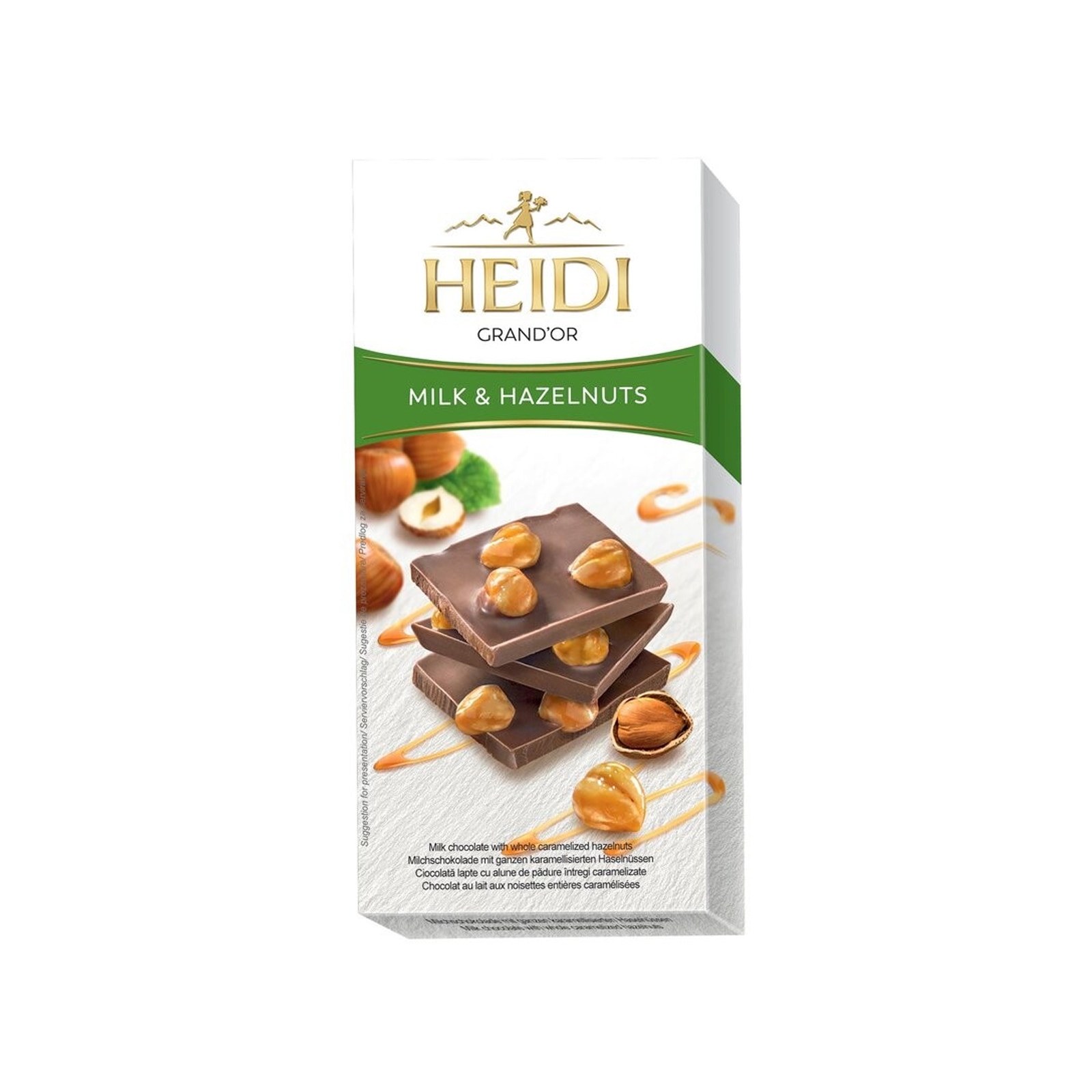 Ciocolata lapte cu alune de padure, Heidi Milk & Hazelnuts, 80g