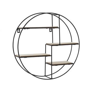 Raft perete cadru metalic, negru/natur, 40x10 cm Raft perete cadru metalic, negru/natur, 40x10 cm