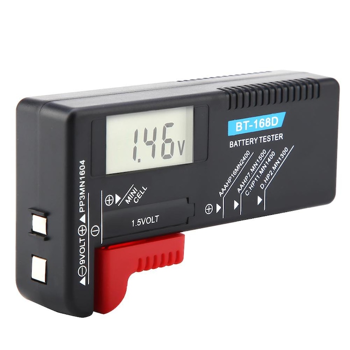Tester pentru tensiune baterii si acumulatori 1.5V - 9V BT-168D
