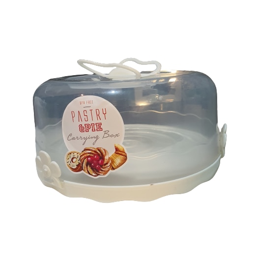 Platou tort cu capac ,crem,26x26x14 cm