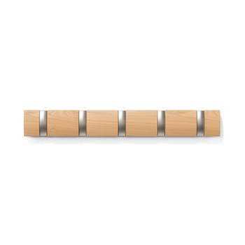 Cuier 5 agatatori rabatabile Flip Umbra, bej/argintiu, lemn, metal 51 x 6 x 3 cm Cuier 5 agatatori rabatabile Flip Umbra, bej/argintiu, lemn, metal 51 x 6 x 3 cm