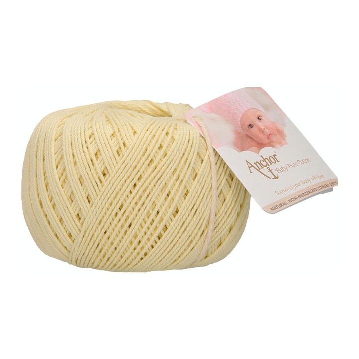 Horgolt cérna, Anchor Baby Pure Cotton, 100% természetes pamut, hipoallergén, hossza 165 m, 50 g, vanília 00106