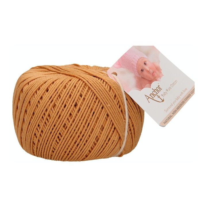 Horgolófonal, Anchor Baby Pure Cotton, 100% természetes pamut, hipoallergén, hossza 165 m, 50 g, méz 00179