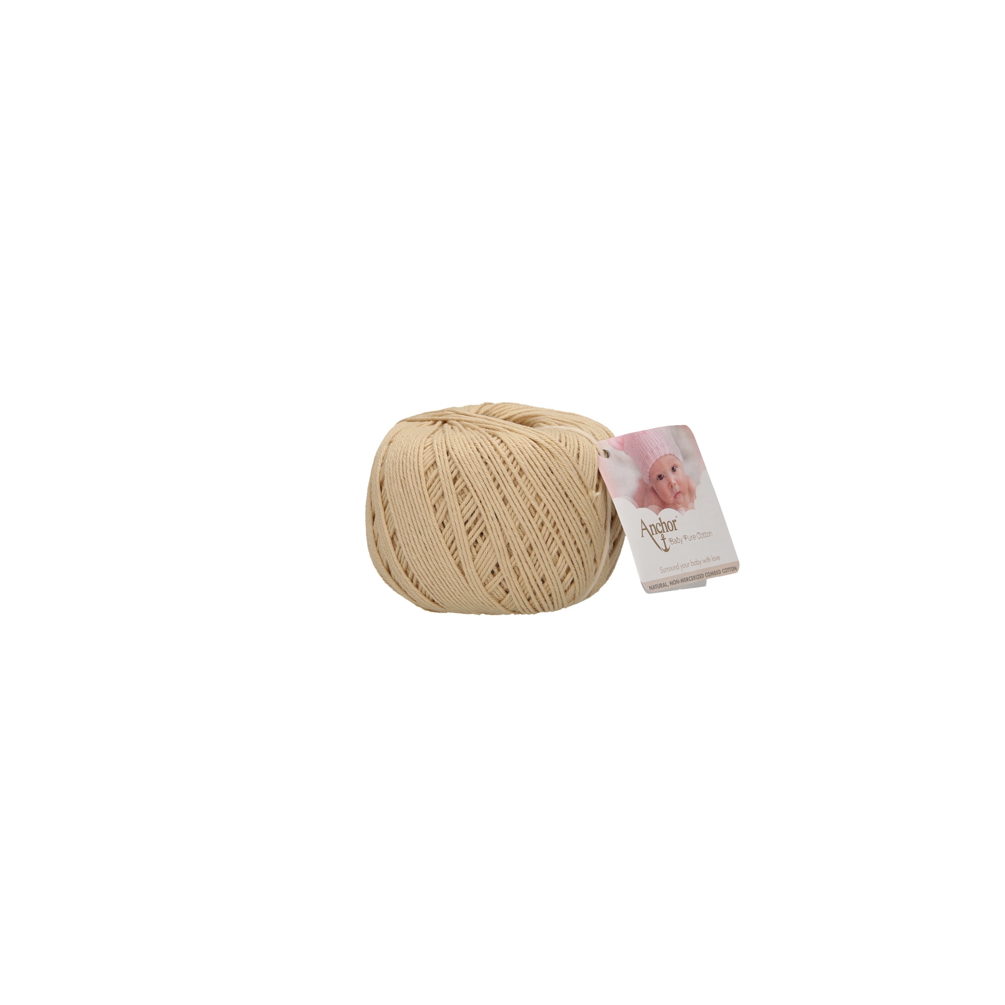 Fir de crosetat, Anchor Baby Pure Cotton, 100% bumbac natural, hipoalergenic, lungime 165 m, 50 g, bej 00404