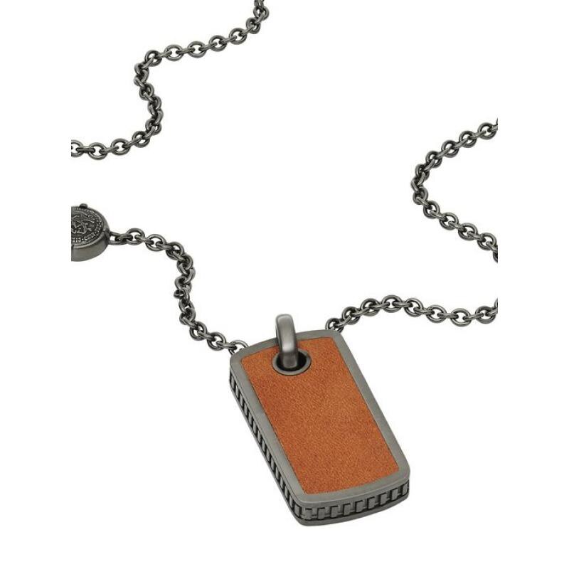 Colier Diesel, Otel inoxidabil, Argintiu/Maro