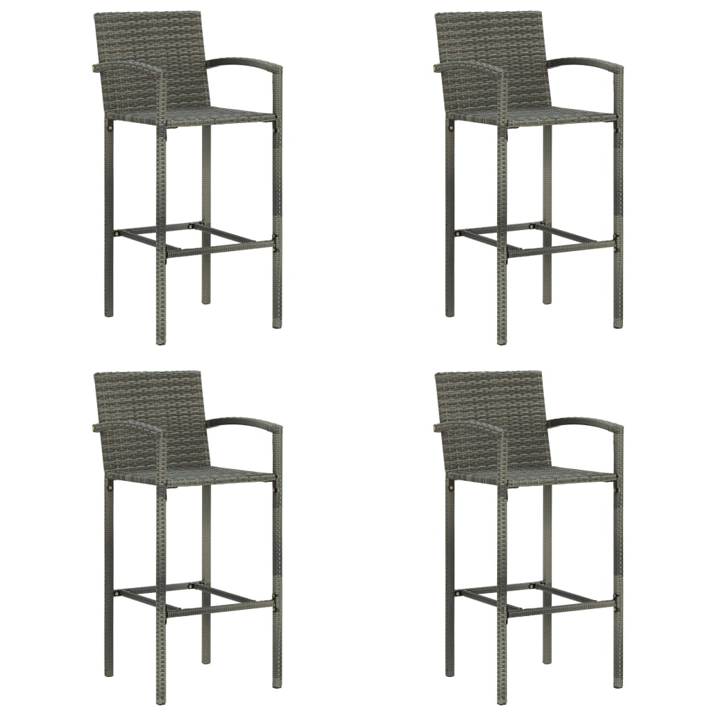Set scaune de bar, 4 buc, gri, poliratan 313456 52 x 56 x 118 cm