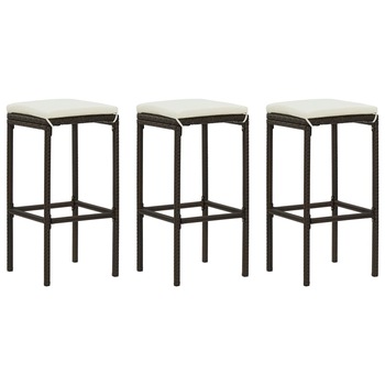 Set scaune de bar cu perne, 3 buc, maro, poliratan 313442 38 x 38 x 76 cm Set scaune de bar cu perne, 3 buc, maro, poliratan 313442 38 x 38 x 76 cm
