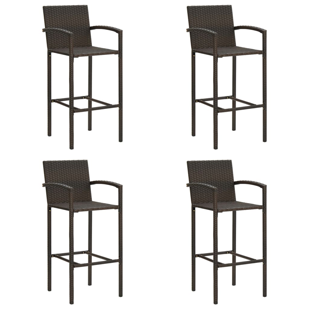 Set scaune de bar, 4 buc, maro, poliratan 313454 52 x 56 x 118 cm