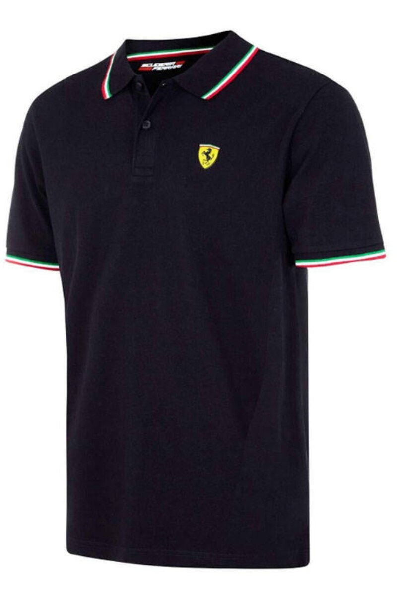 Polo Scuderia Ferrari F1 Tricolore negru, S, 100% bumbac