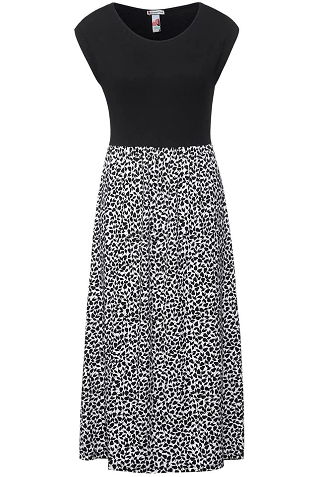 Rochie midi dama Street One, alb/negru, 46 EU