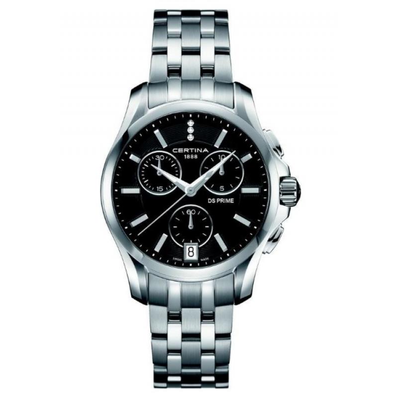 Ceas Lux de dama Certina DS Prime Chrono, Cadran cu Diamante, Argintiu