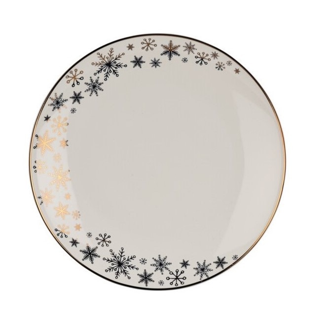 Farfurie portelan, model stelute, crem, 27 cm