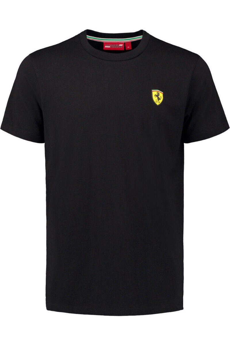 Tricou negru Scuderia Ferrari Classic Crew, XL, 100% bumbac