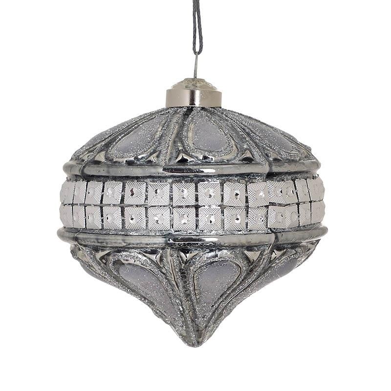 Set 6 globuri de Craciun, din sticla ,Inart, argintii,D10