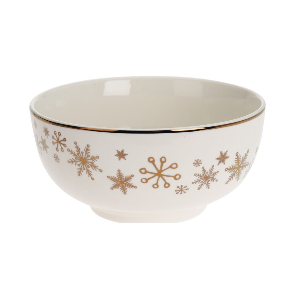 Bol portelan, model stelute, crem, 600 ml