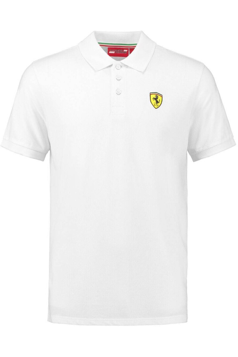 Polo Scuderia Ferrari Classic alb, M, 100% bumbac