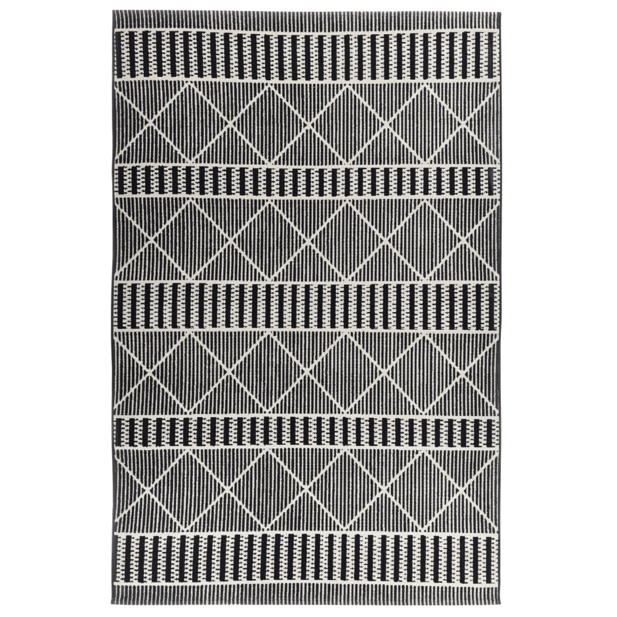 Covor Tom Tailor Geometric, polipropilena, negru|alb, 120x180 cm, C26-1026203