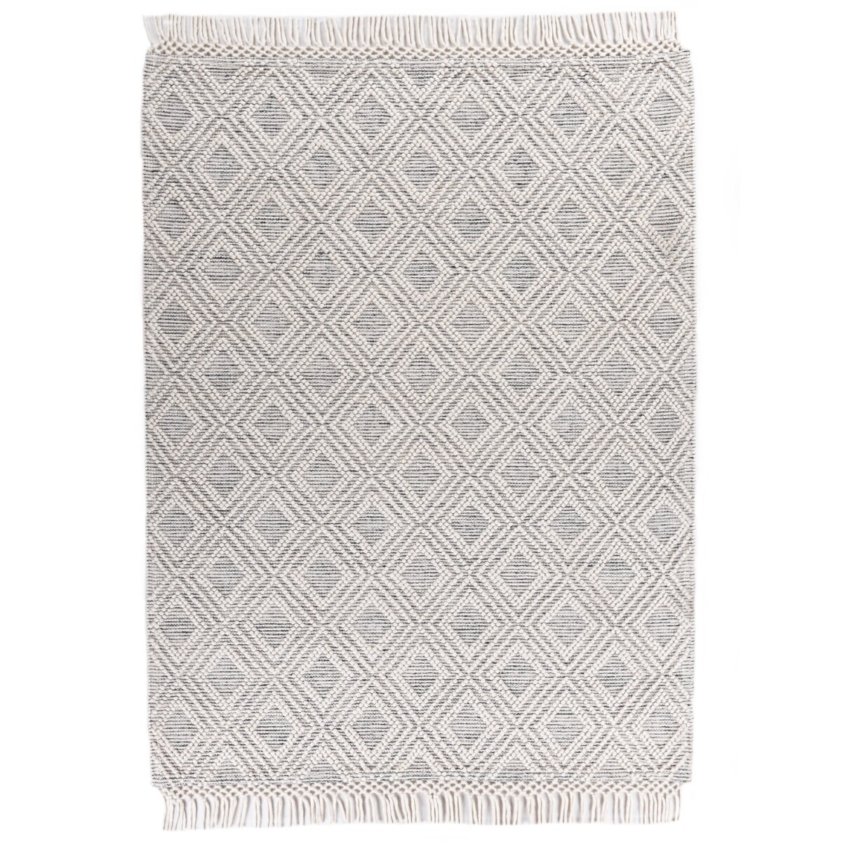 Covor Decorino Geometric, lana, alb/negu, 90x160 cm, C69-1027801