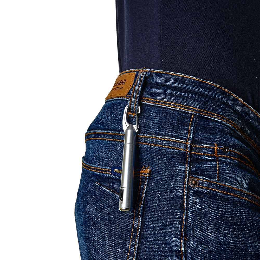 Pix cu lanterna LED si carabina, Roly, 11 cm - Argintiu