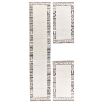 Set covoare dormitor Decorino Geometric, lana, bej, 70x620 cm, C131-106912 Set covoare dormitor Decorino Geometric, lana, bej, 70x620 cm, C131-106912