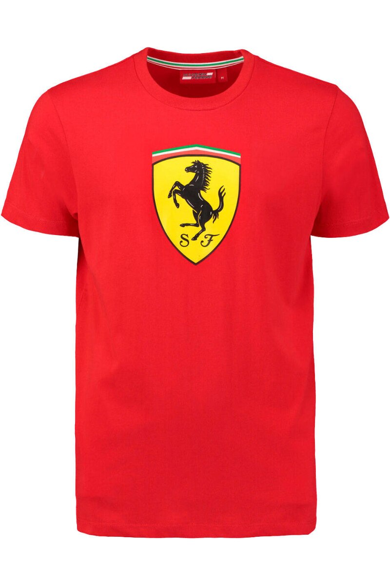 Tricou rosu Scuderia Ferrari Shield, 100% bumbac, Rosu