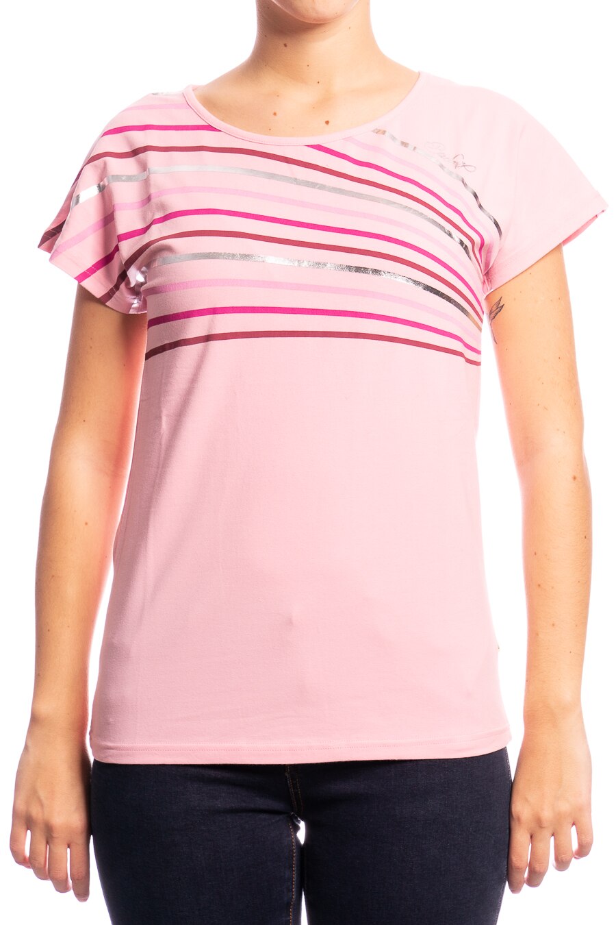 Tricou cu decolteu rotund Budmil, Cathleen, Bumbac, Roz, L