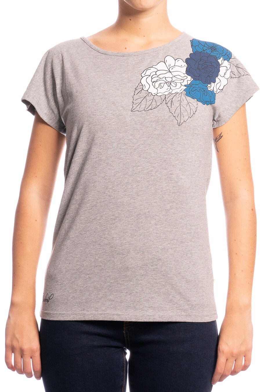 Tricou cu decolteu rotund Budmil, Carman, Bumbac, Gri, M