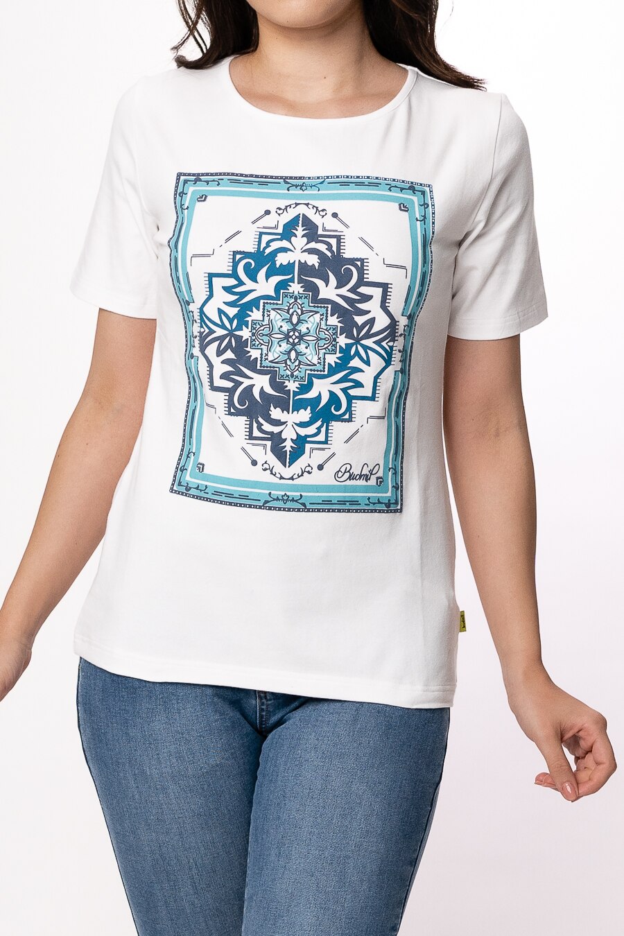 Tricou cu decolteu rotund Budmil, Carleen, Bumbac, Alb, Alb