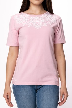 Tricou cu decolteu rotund Budmil, Deidre, Bumbac, Roz, Roz Tricou cu decolteu rotund Budmil, Deidre, Bumbac, Roz, Roz