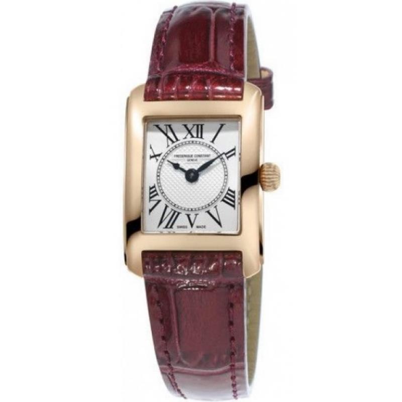Ceas Lux de dama Frederique Constant New Carree, Piele naturala, Rosu