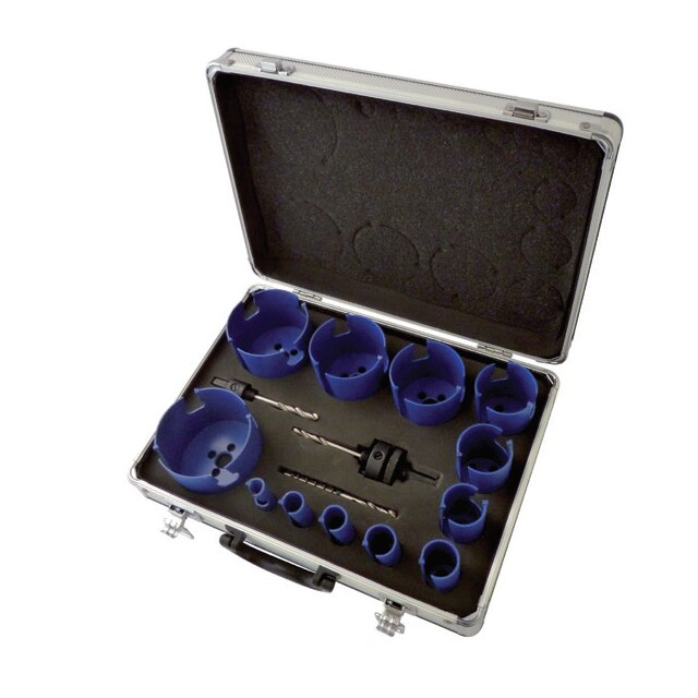 Set carote placate T.C.T. 60 mm HMS-3 Ø 16, 20, 22, 25, 29, 35, 44, 51, 64, 68, 76, 82 mm, ZE2 B, ZE4 B, ZES 33630 00001 Wilpu