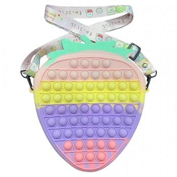 Jucarie senzoriala Pop It Now Avaleea, Geanta capsuna macarons, 23 cm Jucarie senzoriala Pop It Now Avaleea, Geanta capsuna macarons, 23 cm