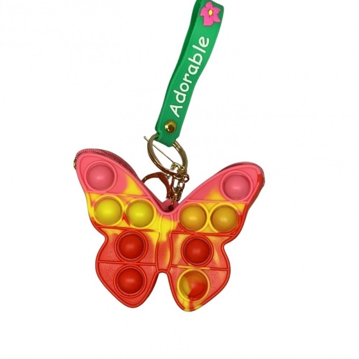 Érzékszervi játék Pop It Now Avaleea Fluturas típusú pénztárca, piros és sárga, 9 cm