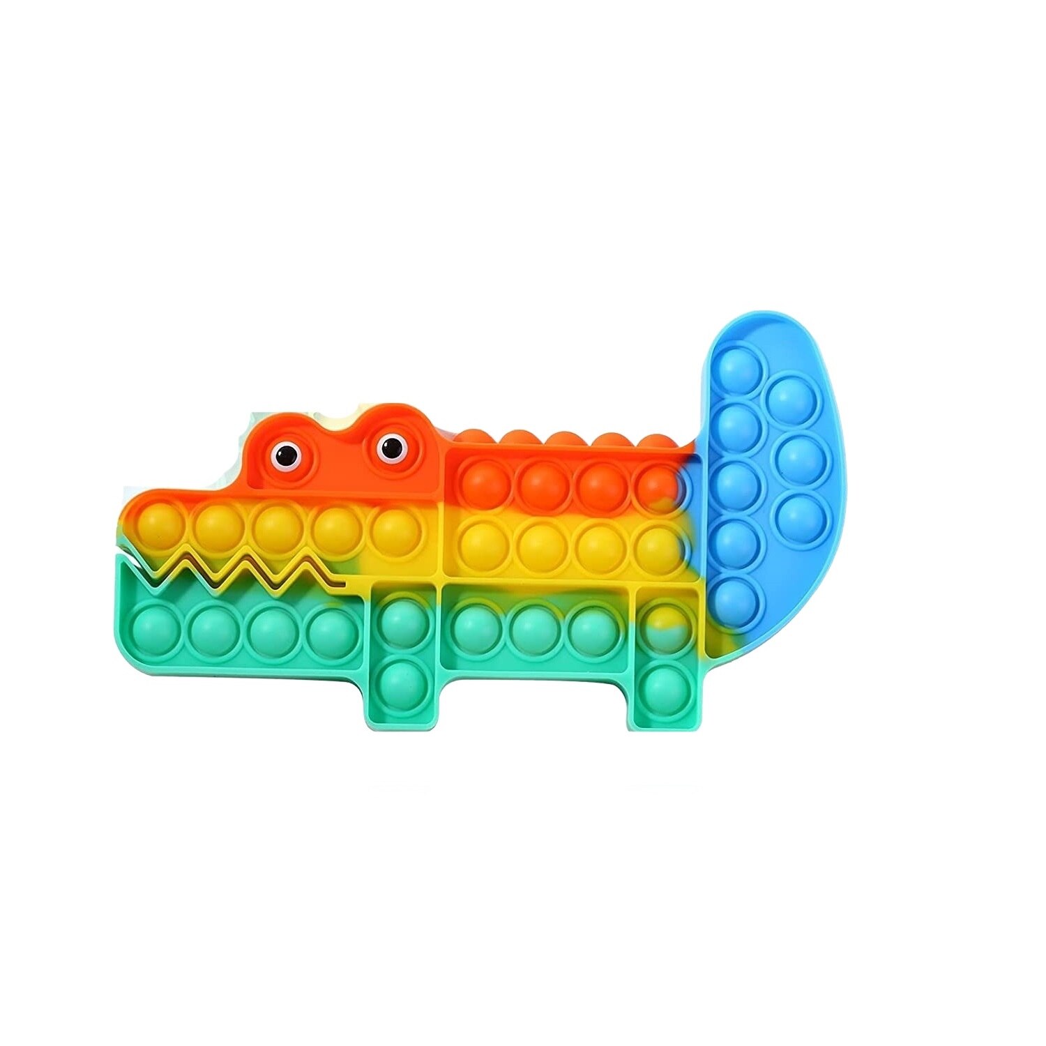 Jucarie antistres din silicon, Flippy, Pop It Now and Flip It, Crocodil, Albastru/Galben