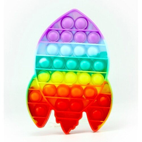 Jucarie antistres din silicon, Flippy, Pop It Now and Flip It, Racheta, Curcubeu