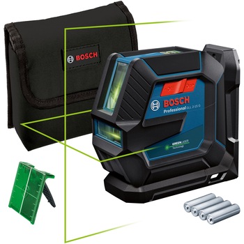 Nivela laser cu linii Bosch Professional 0601063W00, 15 m domeniu maxim lucru, ± 0.3 mm/m precizie lucru, ± 4° domeniu autonivelare, IP 64, suport universal LB 10, placuta vizare laser, husa, 4 baterii AA Nivela laser cu linii Bosch Professional 0601063W00, 15 m domeniu maxim lucru, ± 0.3 mm/m precizie lucru, ± 4° domeniu autonivelare, IP 64, suport universal LB 10, placuta vizare laser, husa, 4 baterii AA