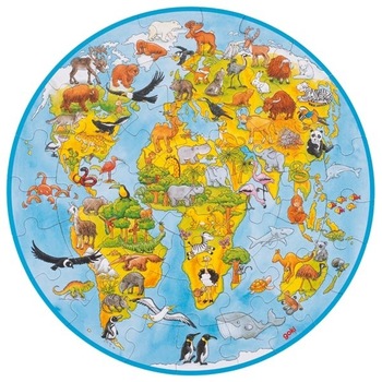 Puzzle, 49 piese, pentru copii, tematica, lumea, globul pamantesc, GOKI, 7toys Puzzle, 49 piese, pentru copii, tematica, lumea, globul pamantesc, GOKI, 7toys
