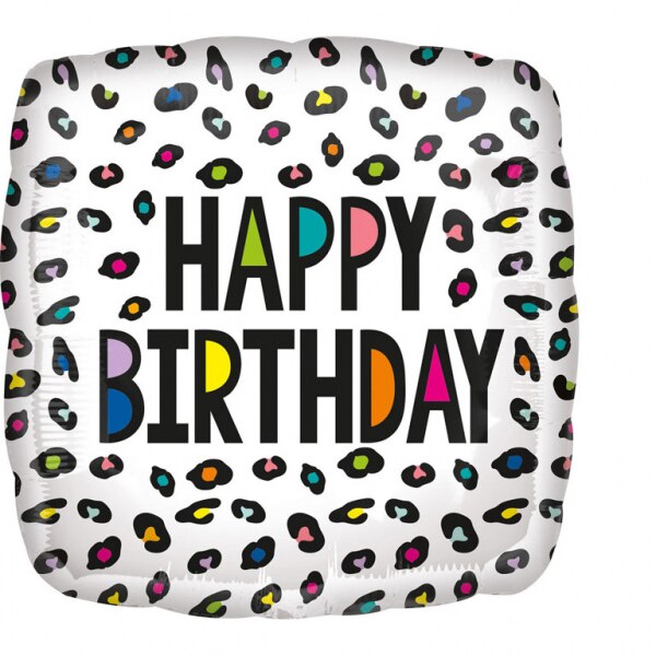 Balon Folie Happy Birthday Leopard, Multicolor, 46 cm