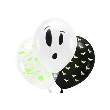 Set 3 Baloane Halloween Fosforescente, Multicolor, 30 cm Set 3 Baloane Halloween Fosforescente, Multicolor, 30 cm