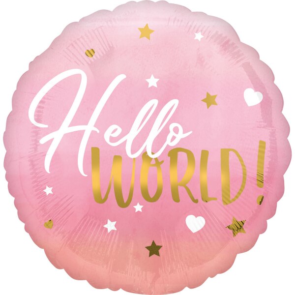 Balon Folie Hello World, Fetite, Multicolor, 46 cm